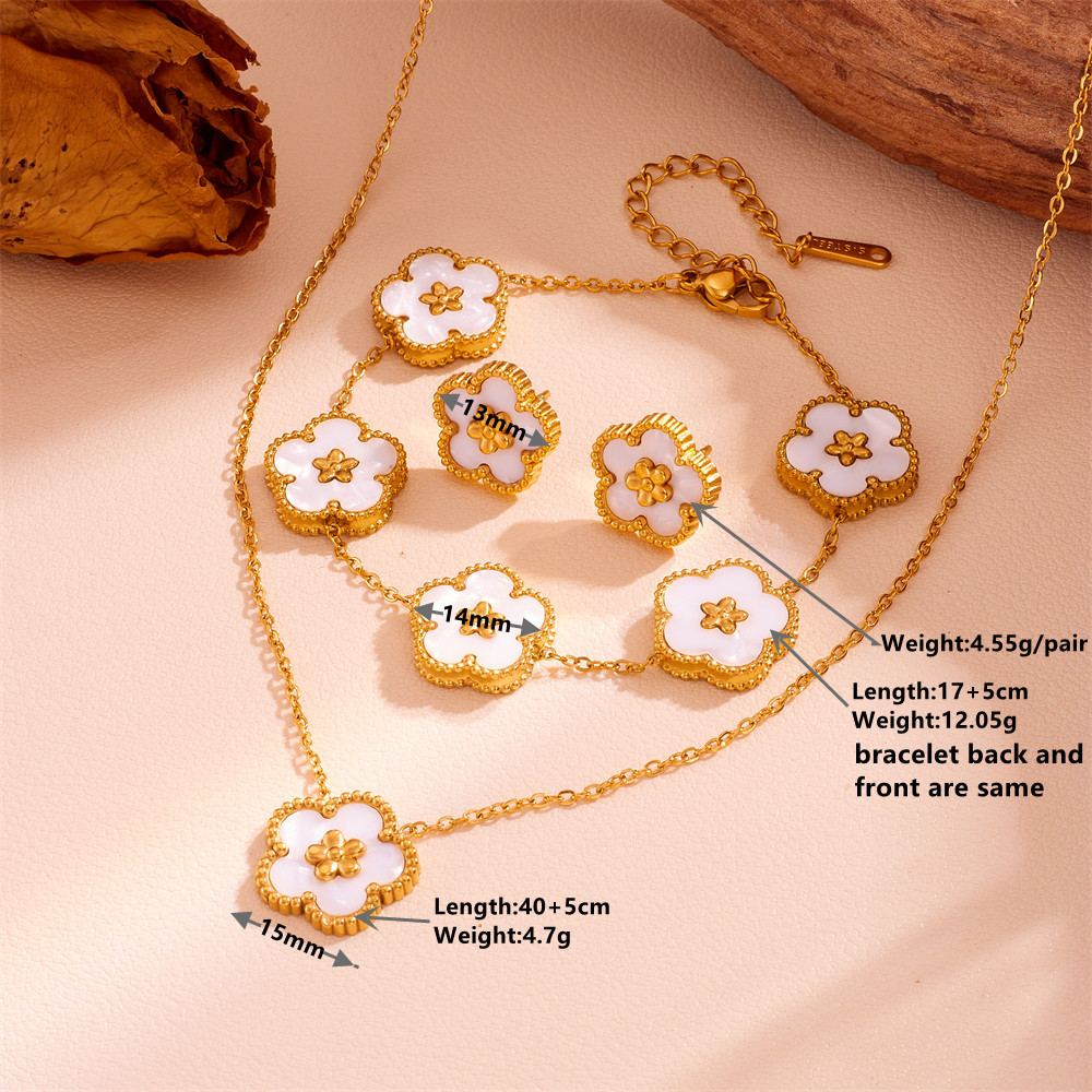 跨境款不锈钢五叶草项链 18k金简约ins钛钢不掉色梅花项链饰品女详情2