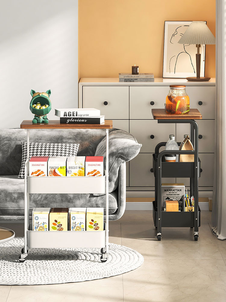 厨房置物架多层桌面可移动办公室收纳小推车带桌板卧室铁艺零食架详情11