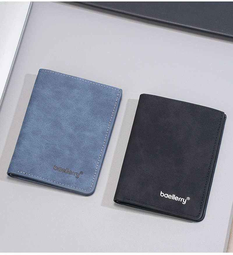 新款男士短款钱包跨境薄款磨砂皮商务两折钱夹高级感学生简约票夹详情11