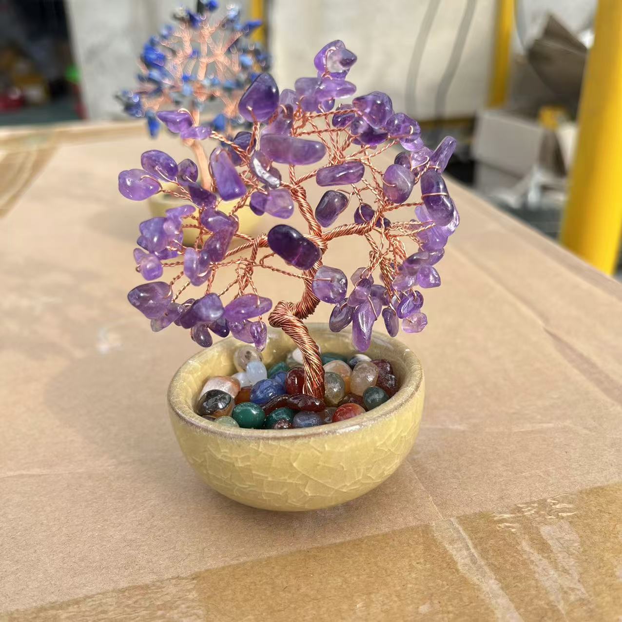 新品热销聚宝盆茶盏底座紫水晶发财树摆件桌面水晶生命树创意艺品详情9