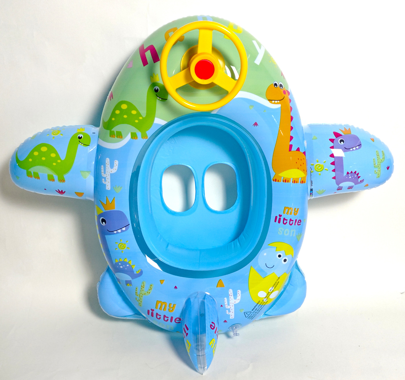 卡通飞机造型婴儿宝宝儿童防侧翻水上飞机方向盘车游泳圈平坐底脚详情6