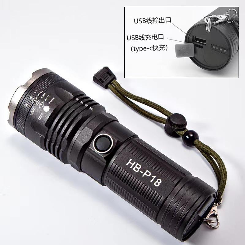 A new cross-border white laser retractable zoom rechargeable outdoor long-range long-range long-lasting high-intensity white laser flashlight pic 5