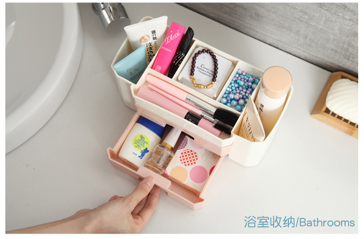 Pull-out cabinet desktop storage box, cosmetics, facial masks, lipsticks, skin care products compartments, plastic storage box, home organization box pic 6