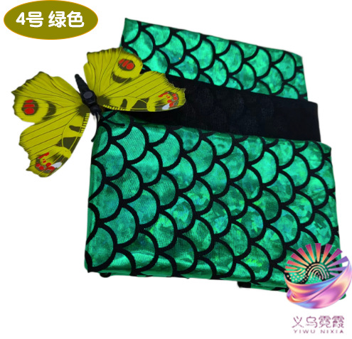 镭射四面高弹鱼鳞布牛奶丝氨纶烫金面料美人鱼裙舞台服装装饰布详情15