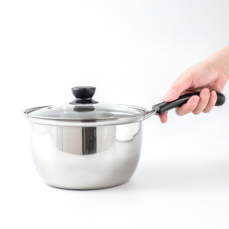 潮州互发 韩式单柄不锈钢套装奶锅 单柄奶蒸锅 辅食奶锅煲汤锅具详情5