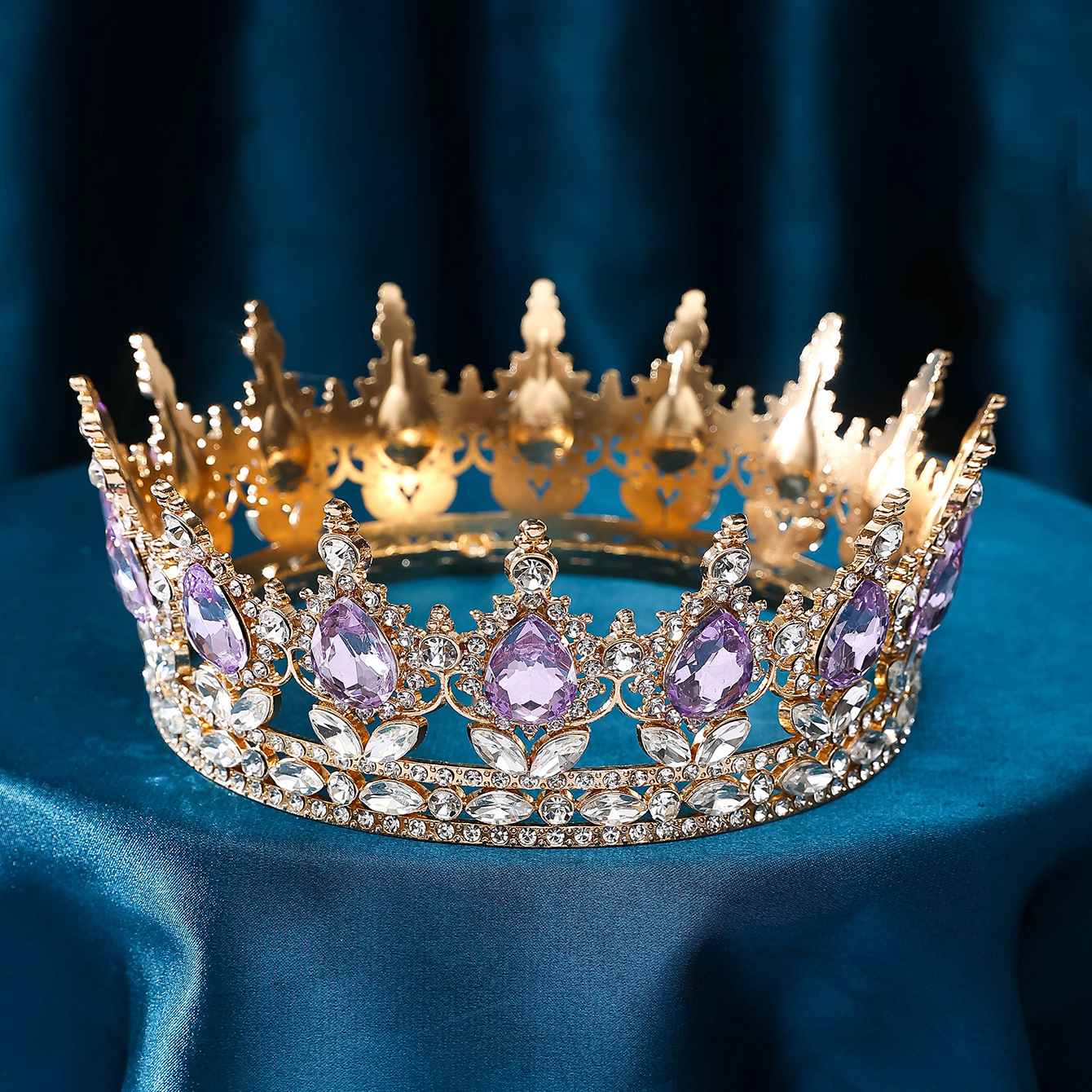 Best-selling water diamond crowns in European and American foreign trade, full-circle large crowns for bride headwear on Amazon, direct sales from the manufacturer pic 18