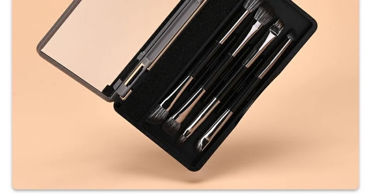 Customized double-headed eyeliner and eyeshadow brush 4-piece set with mirror storage box portable brush makeup brush wholesale in Cangzhou pic 14