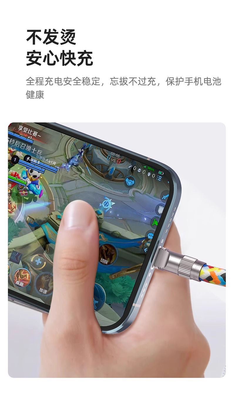 跨境手机线螺旋斜挎手腕短款双TYPE-C线PD充电线二合一挂脖数据线详情13