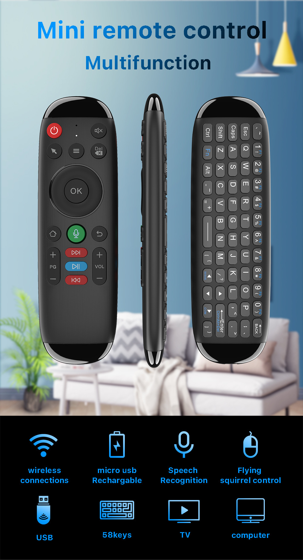 The M6 Air Mouse 2.4G wireless keyboard and mouse is suitable for TV boxes, set-top boxes, and the wireless version of the remote control mini pic 3