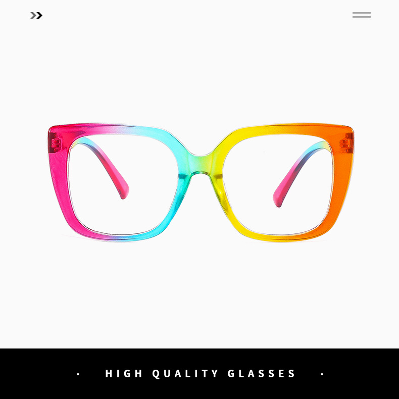 Cross-border best-selling optical glasses, European and American fashionable flat light glasses, anti-blue light rainbow large frame design, flower frame glasses frame wholesale discount, elegant and fashionable, protecting eyesight pic 5
