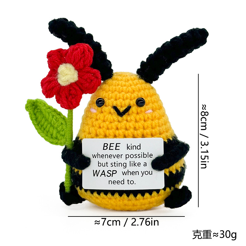 Cross-border finished hand-knitted dolls, bee-hugging small flowers, tulips, roses, cartoon and cute desktop ornaments pic 25