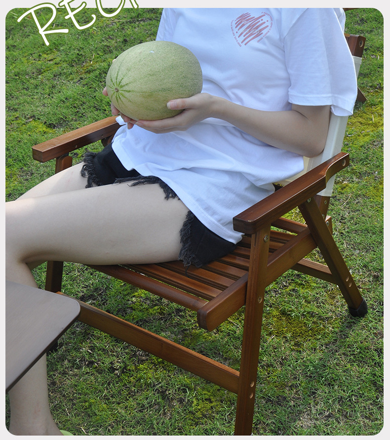 星辰工厂批发户外折叠椅便携式沙滩桌椅露营钓鱼凳竹实木阳台家用休闲靠背椅子 pic 23