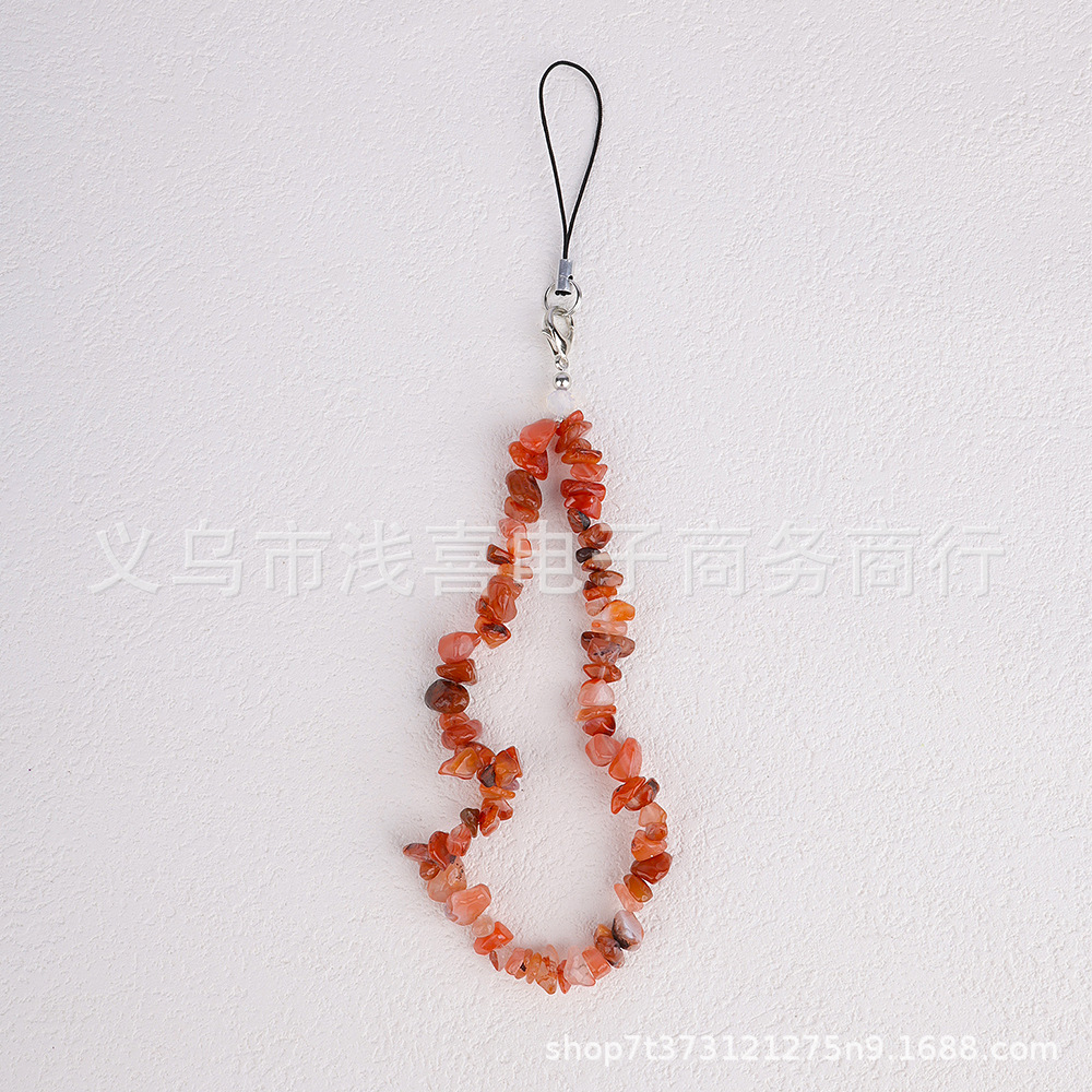 欧美DIY串珠石头手机链 宝石碎石手机链条手腕带天然水晶手机挂绳详情3