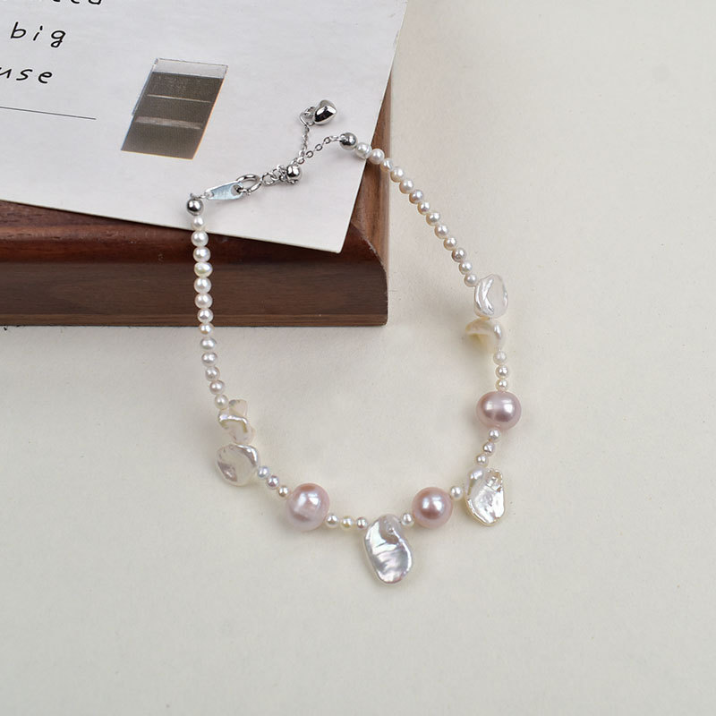 天然淡水珍珠花瓣珍珠项链套装时尚轻奢巴洛克异形珍珠颈链手链详情9