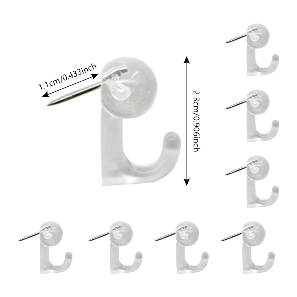 60枚/盒挂钩钉黑白色软木板按钉墙壁装饰固定钉收纳物品挂钩图钉详情2