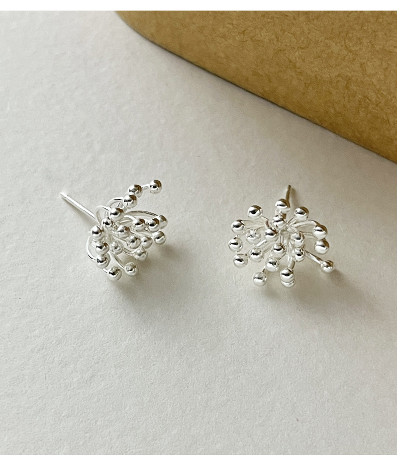 925 sterling silver firework stud earrings for women, simple and niche design, sweet and fresh, designer earrings 9111A pic 15
