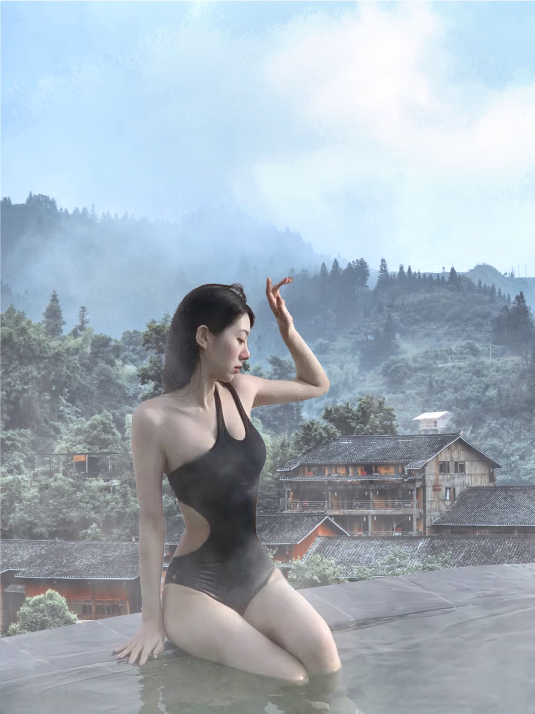 泳衣女夏新款性感小红书网红连体黑色单肩露背时尚泡温泉度假泳装-107030 pic 45