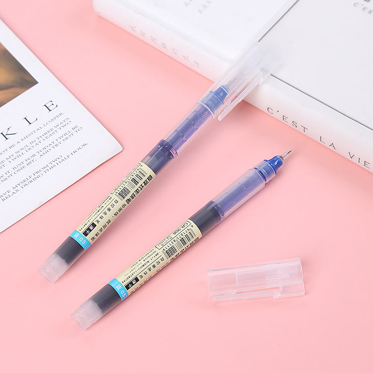 Straight liquid black stationery notebook pen, student exam signature pen, 0.5mm colored syringe gel pen pic 2