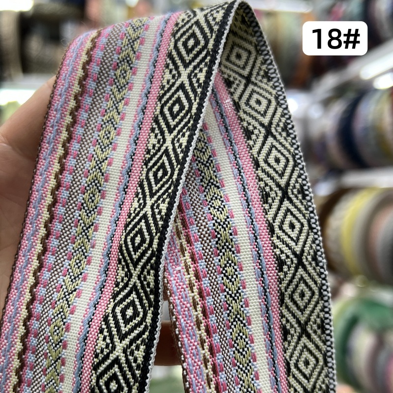 Al por mayor 50mm ancho color poliéster algodón poliéster estilo étnico jacquard correas equipaje y bolsos ropa zapatos y sombreros decoración hecho a mano DIY pic 16