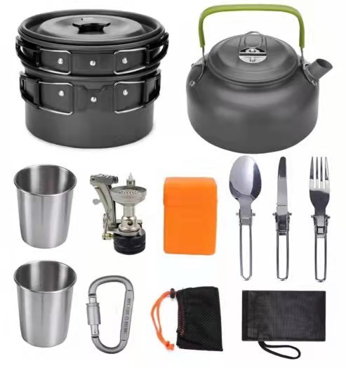 小茶壶组合套装锅软化铝硬质野营组合餐具便携户外用品炊具锅具详情9