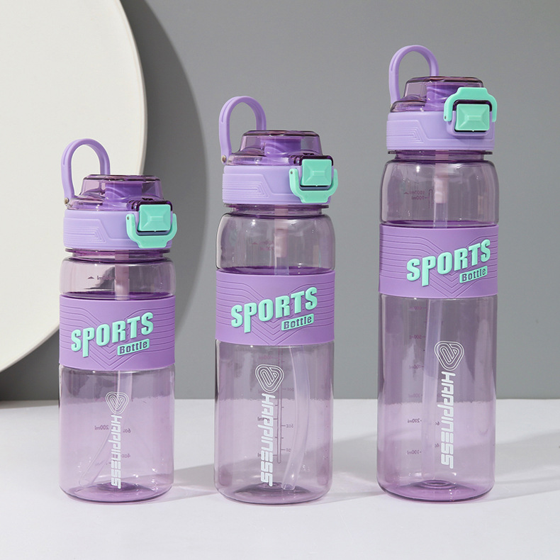 新款马卡龙色运动水杯大容量运动水壶便携女学生防摔塑料杯子吸管详情5