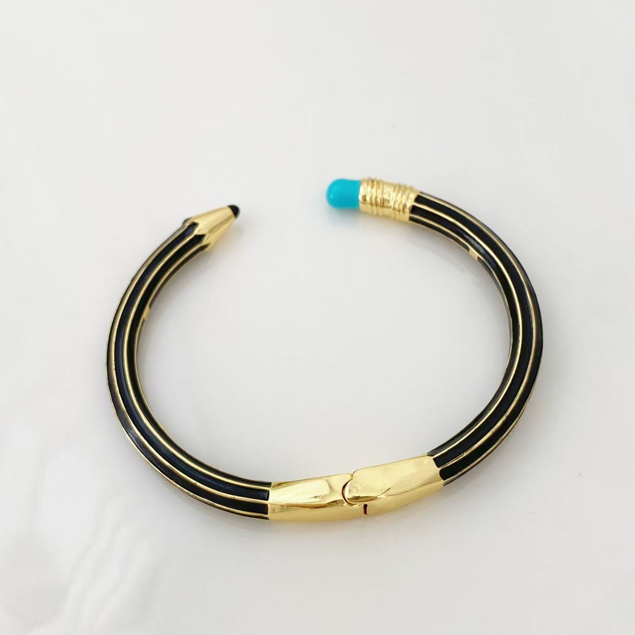 Cross-border new product pencil eraser bracelet, personalized and creative fashion style, enamel color open bracelet with a patchwork feel, for women pic 10