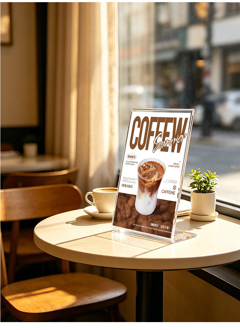 Cross-border Amazon acrylic table card L-shaped transparent display stand, wine price list menu stand display board, customized Western restaurant drink price tag stand, hotel dish description display stand counter, product introduction vertical bracket pic 8