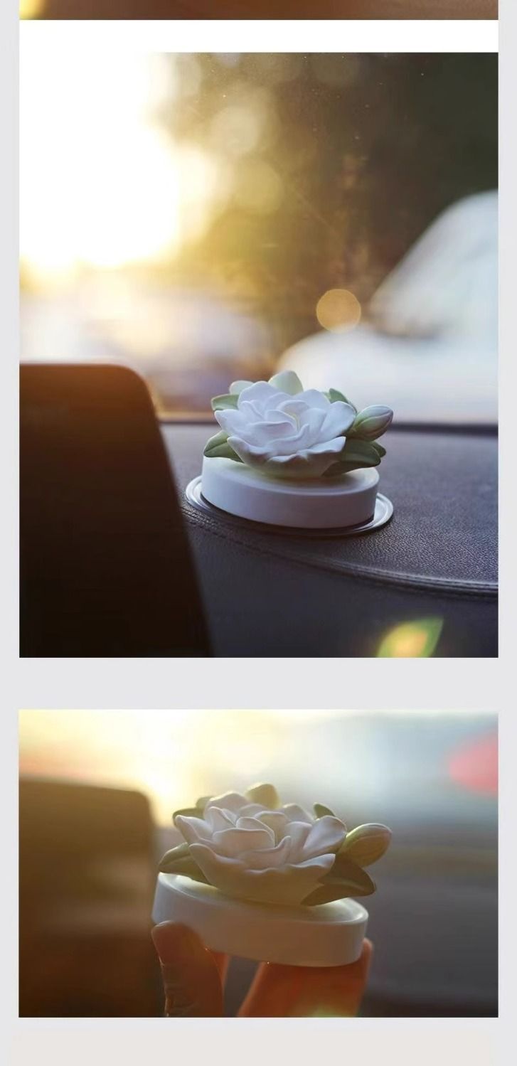 创意栀子花车载香薰摆件汽车中控台香水装饰品车内香氛扩香石礼物详情3