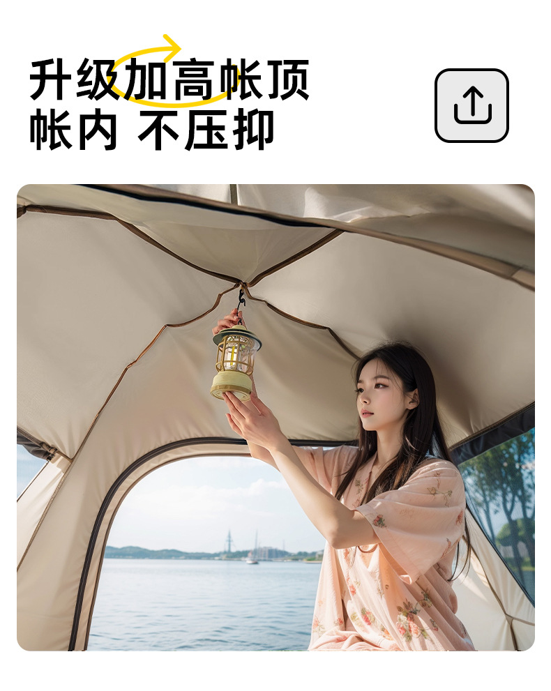 扉侣帐篷户外露营便携式折叠装备野营过夜防晒防水加厚全自动开合详情7