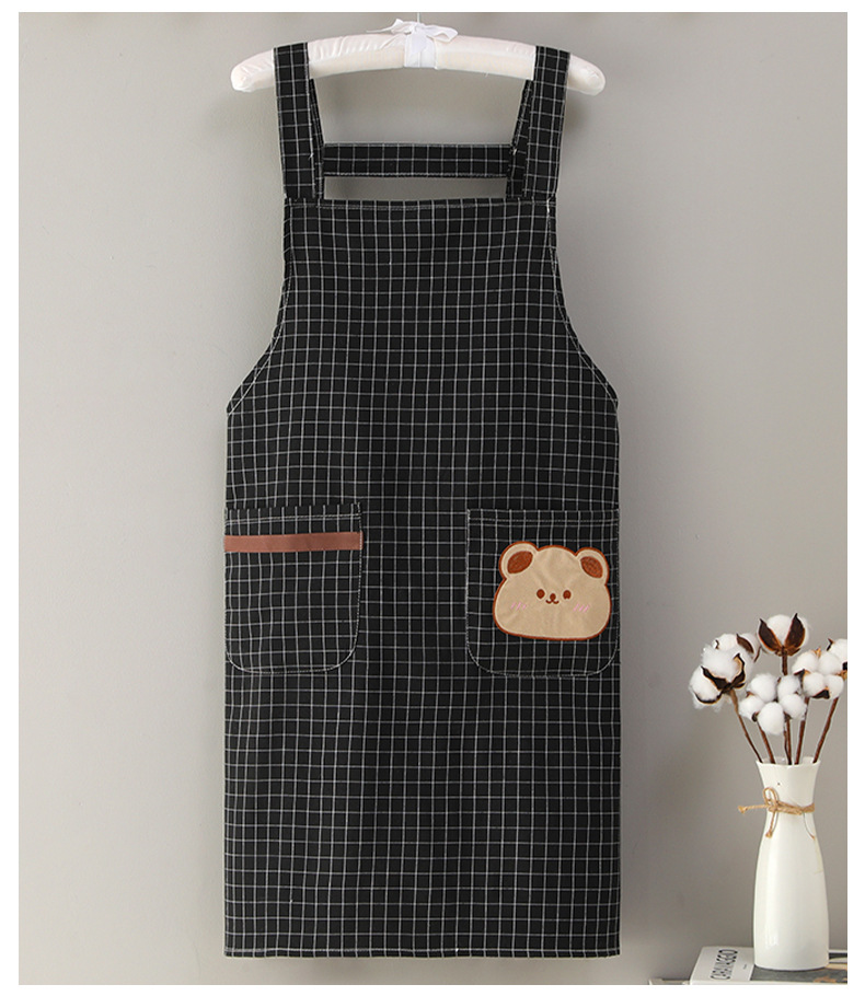 韩版家用围裙厨房透气印字logo男女通用餐饮耐磨围腰防脏卡通餐厅详情9