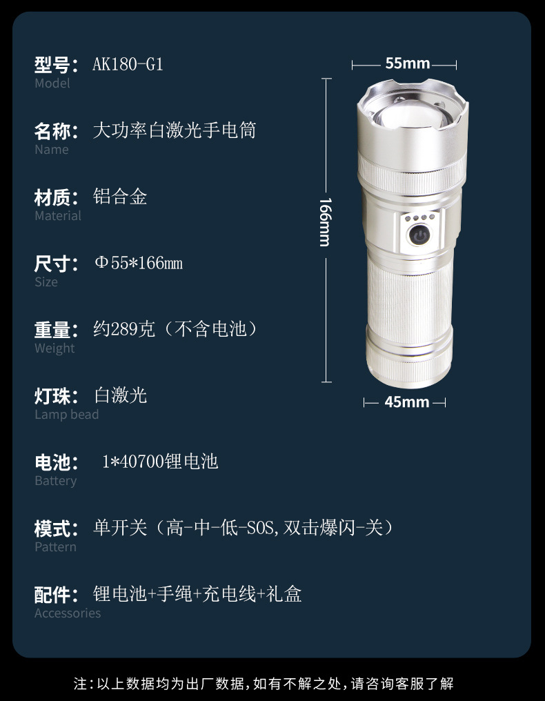 Cross-border high-intensity long-range zoom flashlight, white laser, outdoor patrol and exploration, multi-functional portable, high-power focusing pic 16