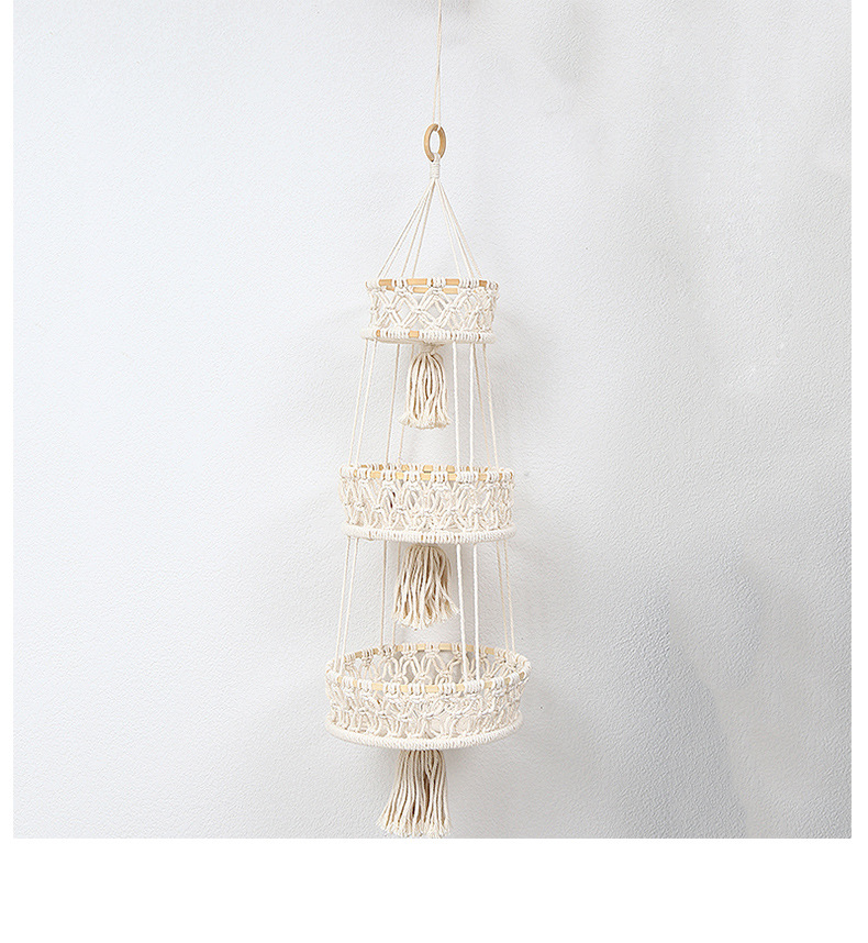 亚马逊手工编织植物吊篮园艺悬挂花盆网兜家居绿化水果收纳挂毯壁毯详情6