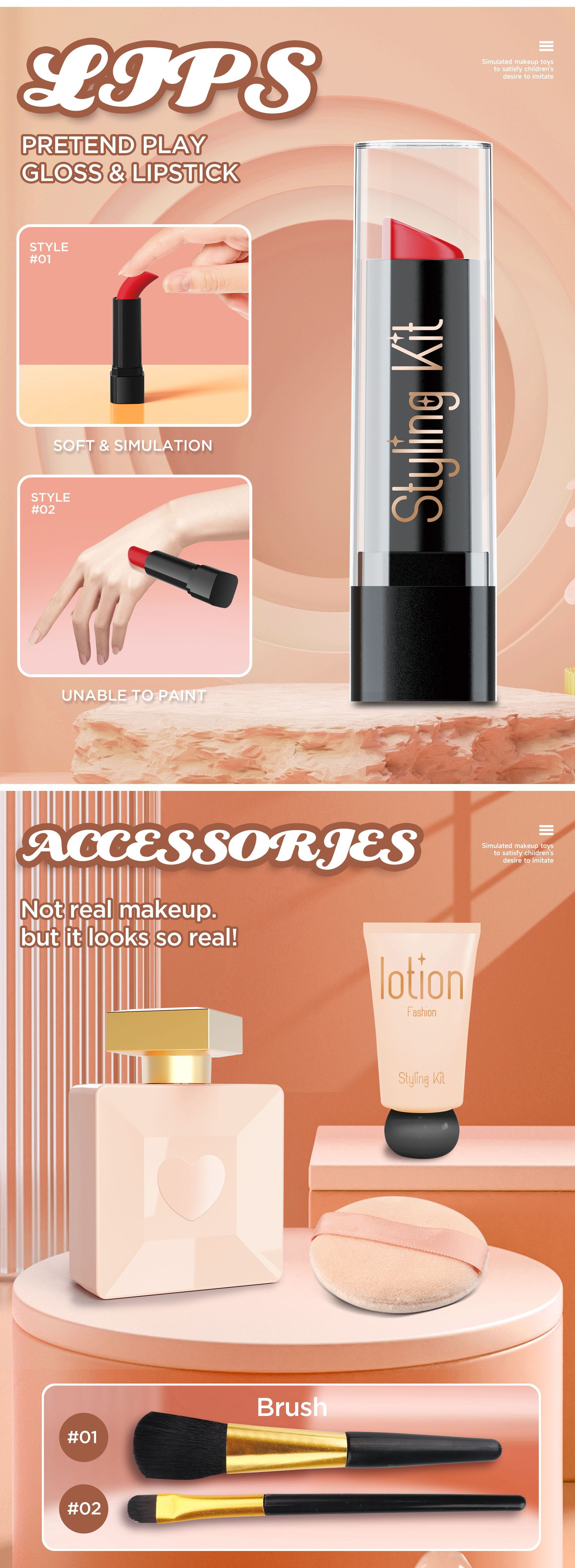 严选跨境新品儿童过家家仿真化妆玩具女孩彩妆套装不可涂抹亚马逊详情36