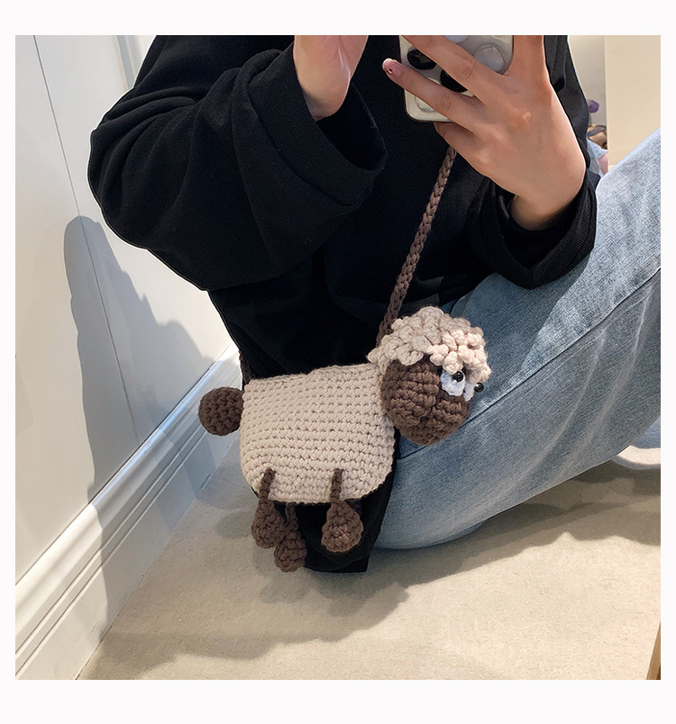 手工编织包包diy针织毛线包可爱卡通小羊编织包单肩斜挎包女成品详情31