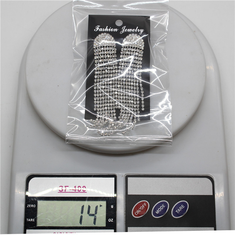 爪链流苏链装饰耳环长款耳针钻链耳饰品女孩首饰铜爪烧焊厂家直销详情4