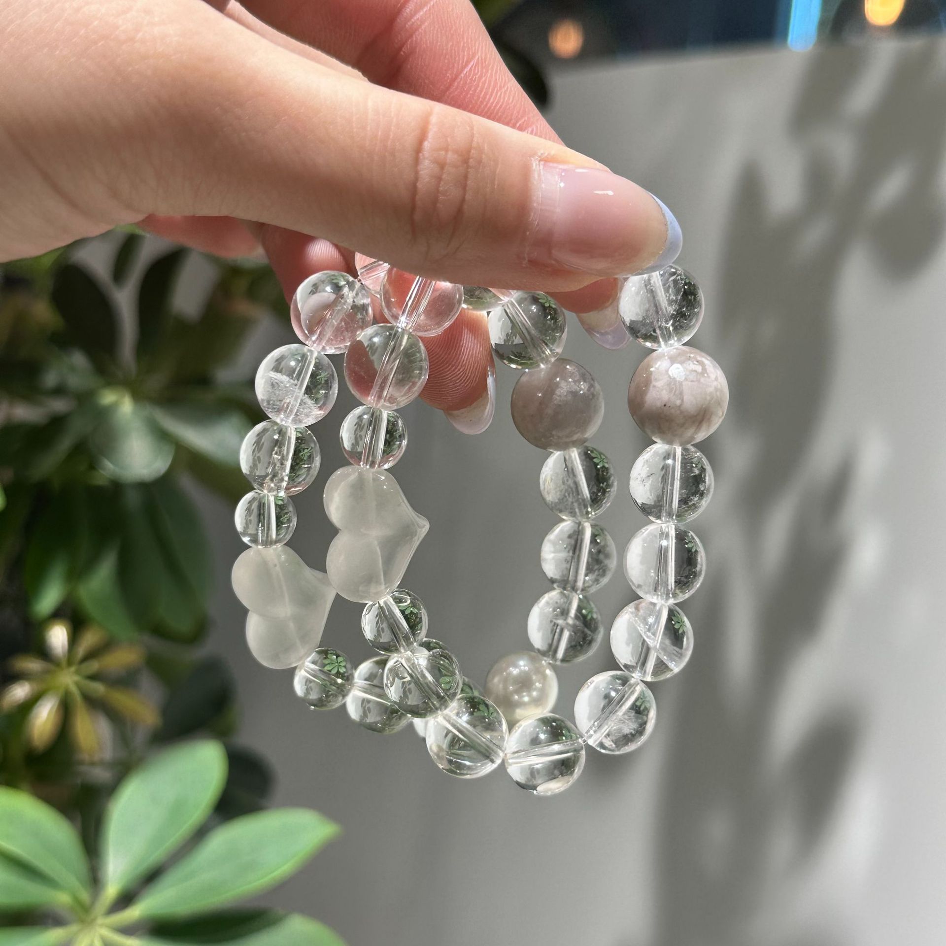 天然冰透白水晶手链透明珠子巴西水晶手串正品白水晶送女友送闺蜜详情4