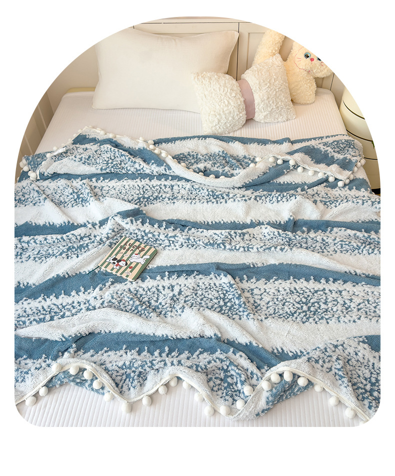 秋冬季新品星绒梦语毛球多功能毛毯云纹绒阳离子混纺毯子森语雪球详情12