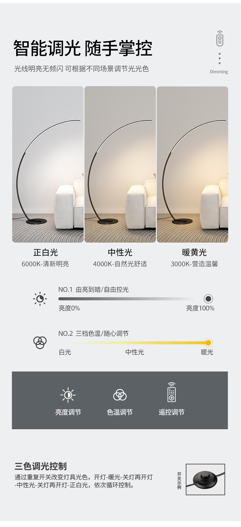 Fishing floor lamp, beside the sofa in the living room, modern bedroom, study, Nordic InS-style minimalist luxury floor lamp pic 23