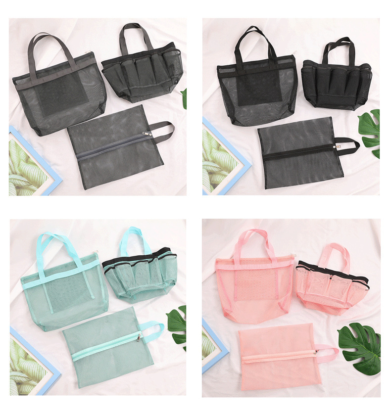 Wholesale of hand-held mesh beach bags, makeup, travel storage, toiletry bags, mesh portable swimming bath bags and beach bags pic 40