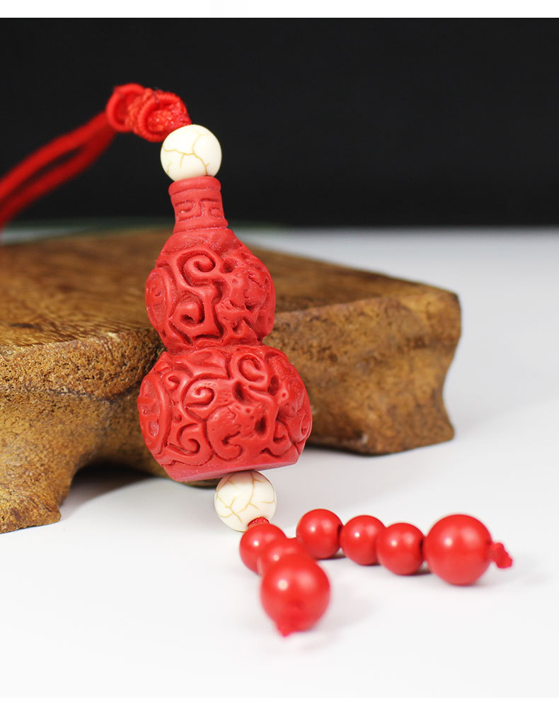 朱砂葫芦项链挂脖吊坠男女情侣红色本命年饰品挂件红朱砂厂家批发详情6