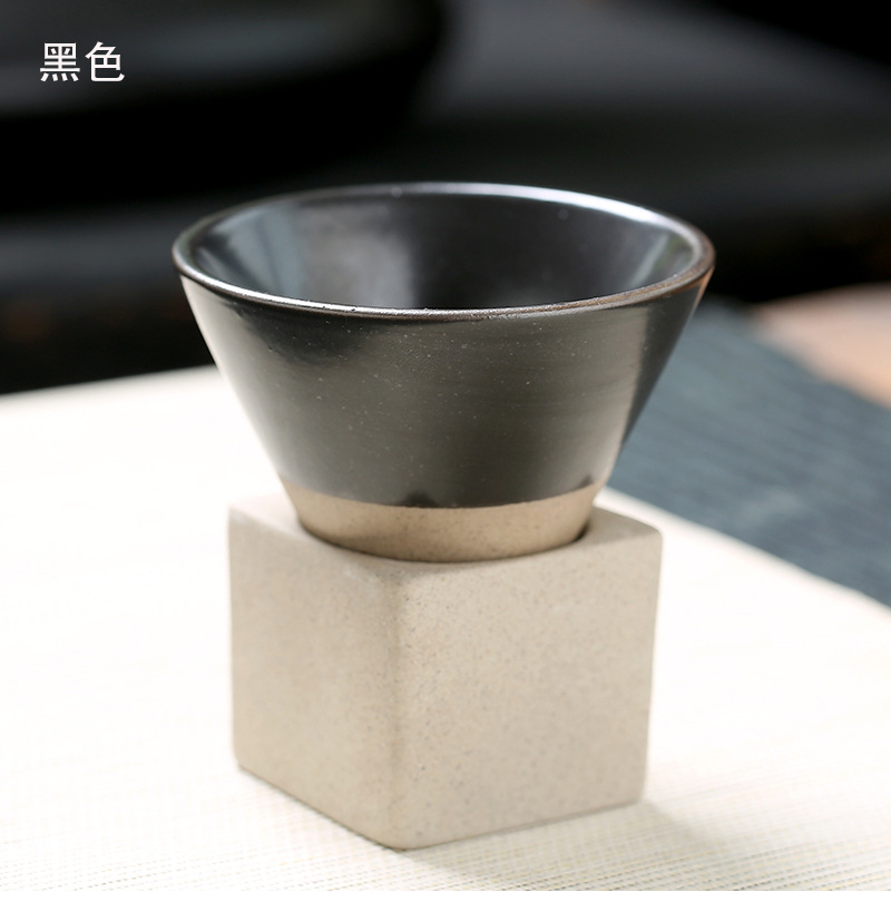 Tea brewing cups by the fire, Japanese coarse earthenware tea cups, cross-border bestsellers, ceramic mugs, retro water cups, conical coffee cups pic 11