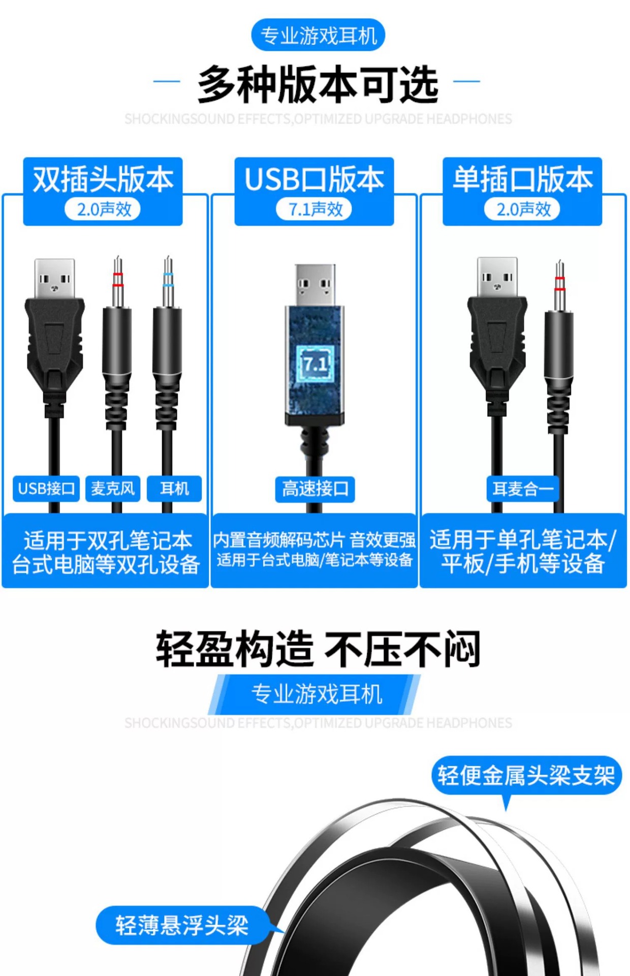 头戴式耳机发光吃鸡游戏耳机台式笔记本有线电脑电竞游戏耳麦批发详情4