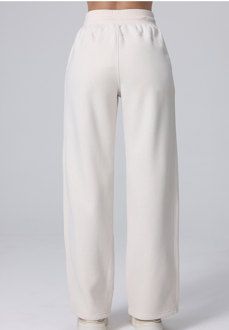 High-waisted yoga pants for autumn and winter, casual straight-leg wide-leg pants, Scuba versatile for commuting, running with fleece sweatpants for women pic 11
