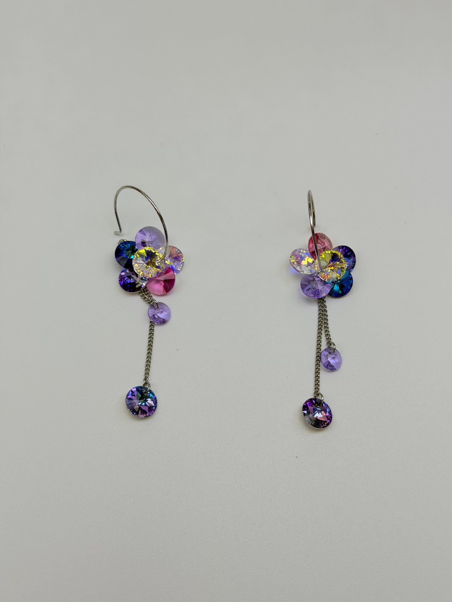 s925银耳钩新款韩版长款闪耀花朵水晶耳环女 名媛气质奢华耳坠流详情15