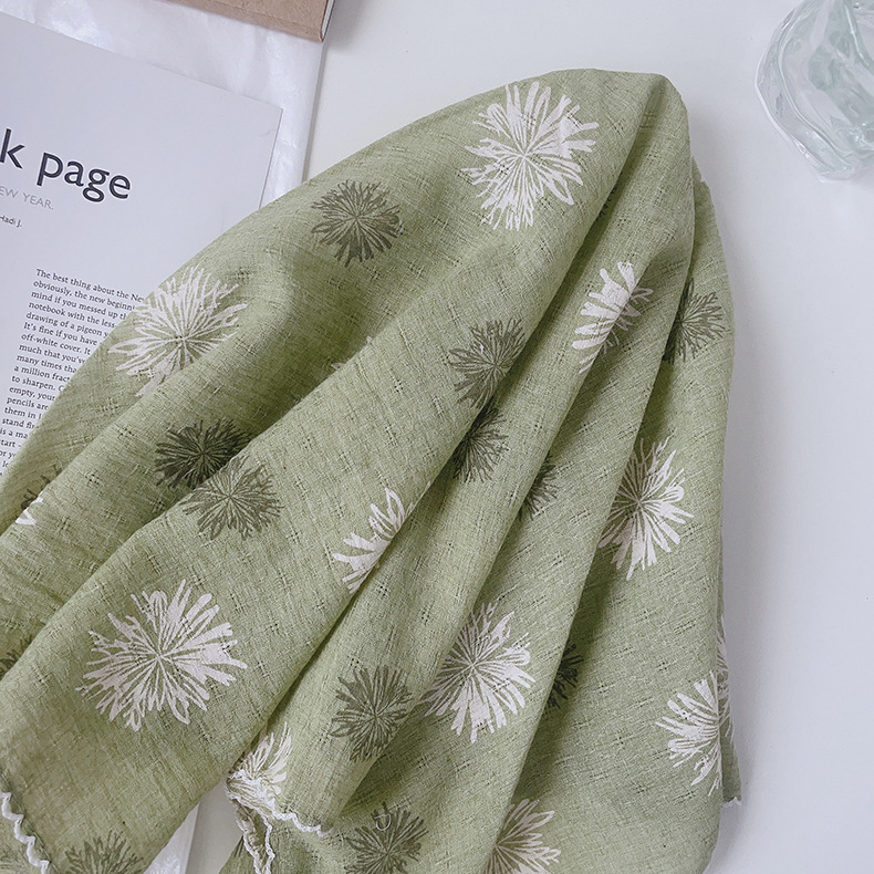 Japanese-style breathable cotton and linen small square scarf for women, 60x60cm, forest girl neck protection small scarf, sun protection travel photo headscarf pic 21