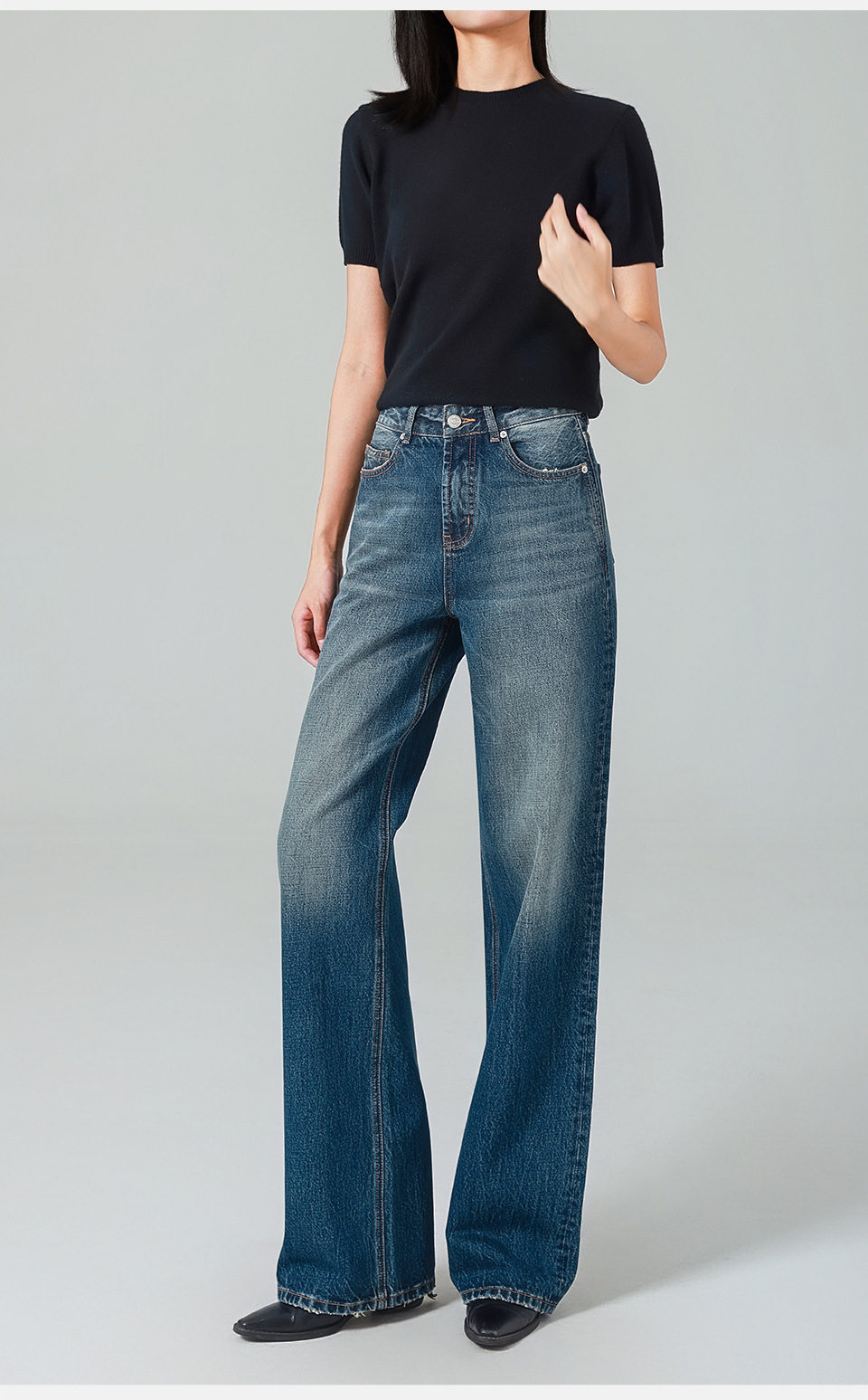 怀旧高腰阔腿牛仔裤女Jeans 复古风直筒裤25秋新款洗水显瘦宽松潮详情22