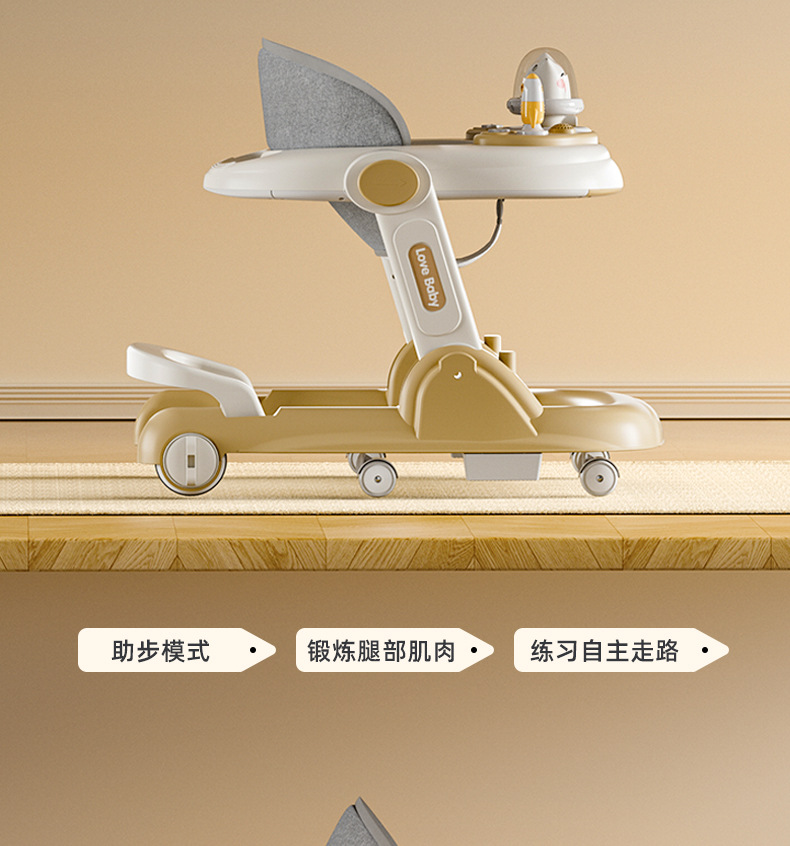 学步车婴儿防o型腿多功能宝宝防侧翻小孩学走路脚步车手推助步车详情5