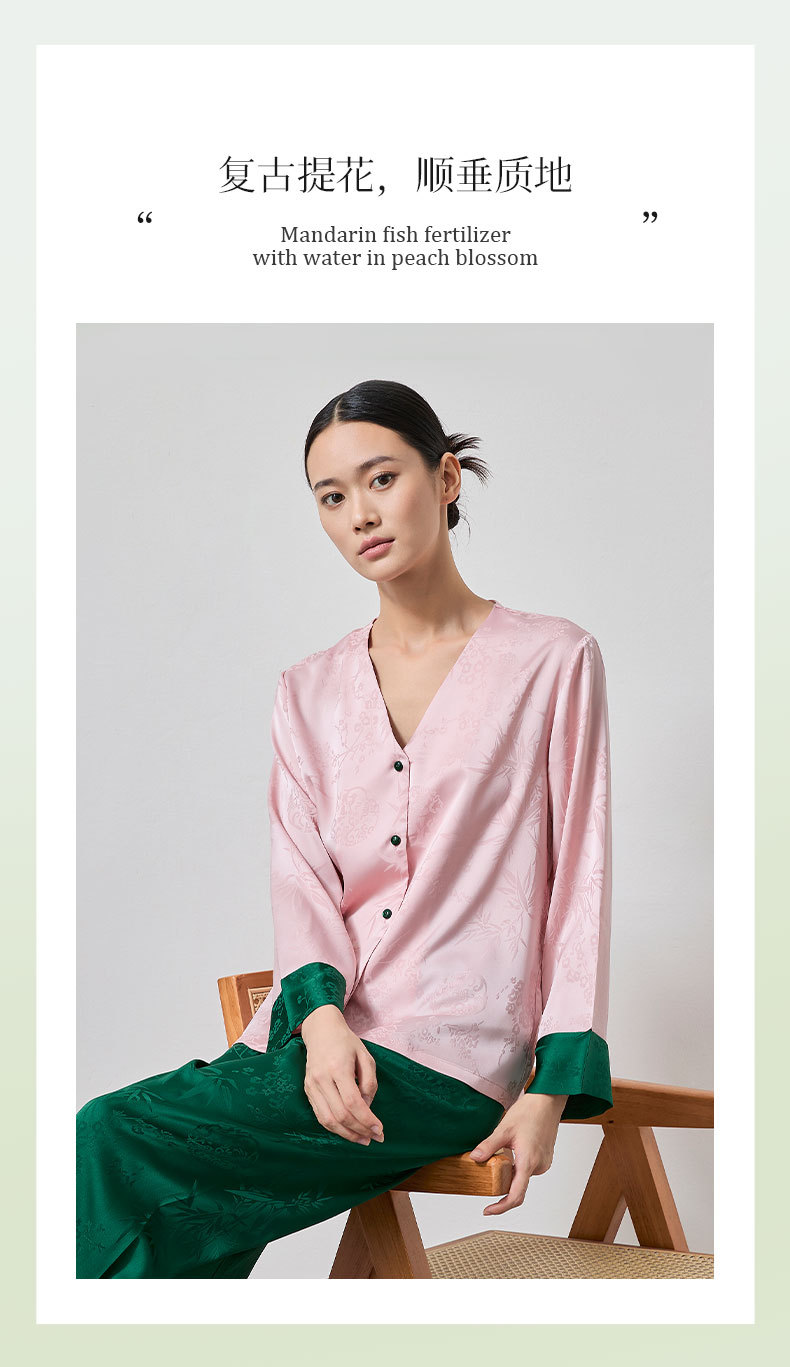 Yao ting nuevo estilo chino primavera y otoño manga larga estilo nacional cardigan para mujeres ropa de hogar simple casual cuello V holgado satén 3357 pic 9