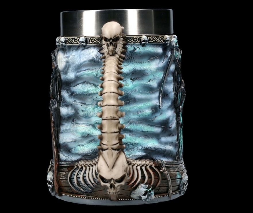 Cross-border new Halloween skeleton mug, stainless steel Death God Coffee Beer mug, personalized and creative skull-shaped wine glass pic 14