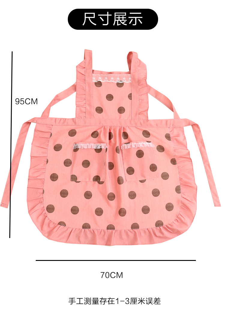 【 Chi Jia 】 French-style large polka dot shoulder strap apron canvas home kitchen adult stain-resistant work clothes pic 10